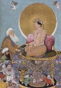 Hindu painter The Mughal emperor jahanir honors a holy dervish,over and above the rulers of the lower world oil on canvas